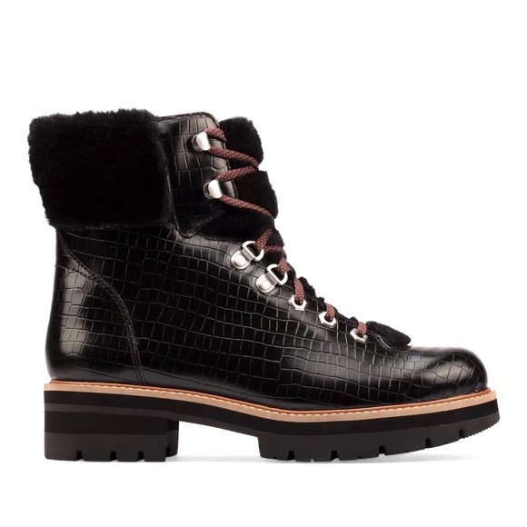 Clarks ORIANNA HIKER Black Leather Lace Up Hiking Winter Boots Ankle Booties 9.5 - Picture 7 of 16